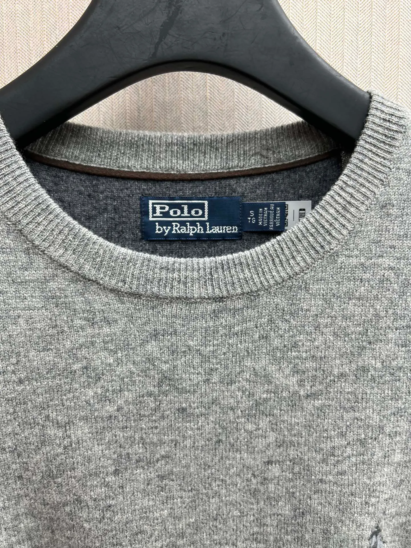 🅿️490 Polo 25ss new Ralph Lauren Logo round neck long-sleeved sweater, gray, same style for men and women, high version, size: S.M.L.XL.